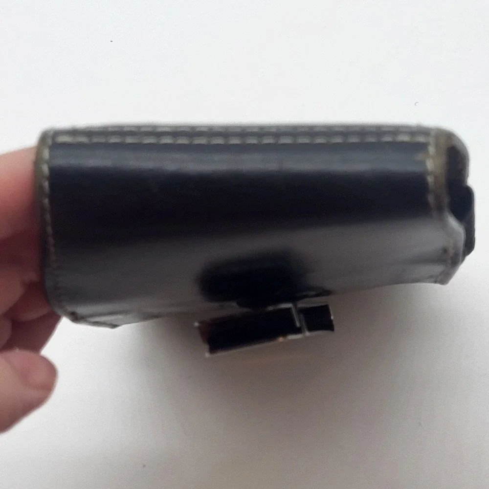 Western Black Leather Phone Holster With Basketweave Pattern And Swivel Clip - Picture 10 of 14